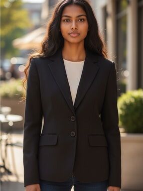 Tailored Black Women's Blazer - Structured Two-Button Jacket